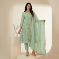 Mint Green Anarkali 3 Pcs Suit Set