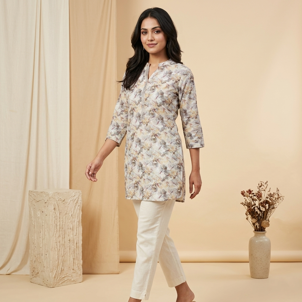Autumn Bloom Grey Tunic
