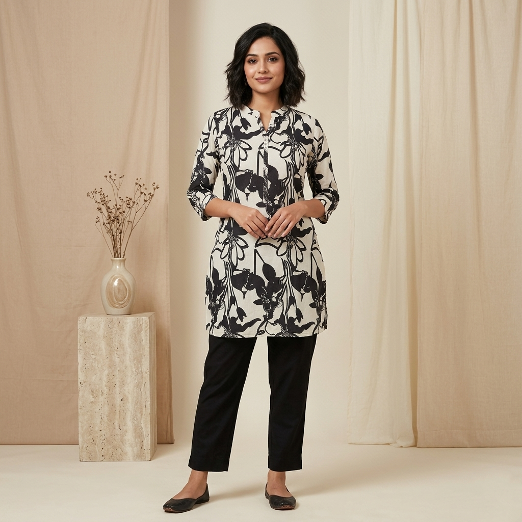 Bloomline Printed Black Tunic