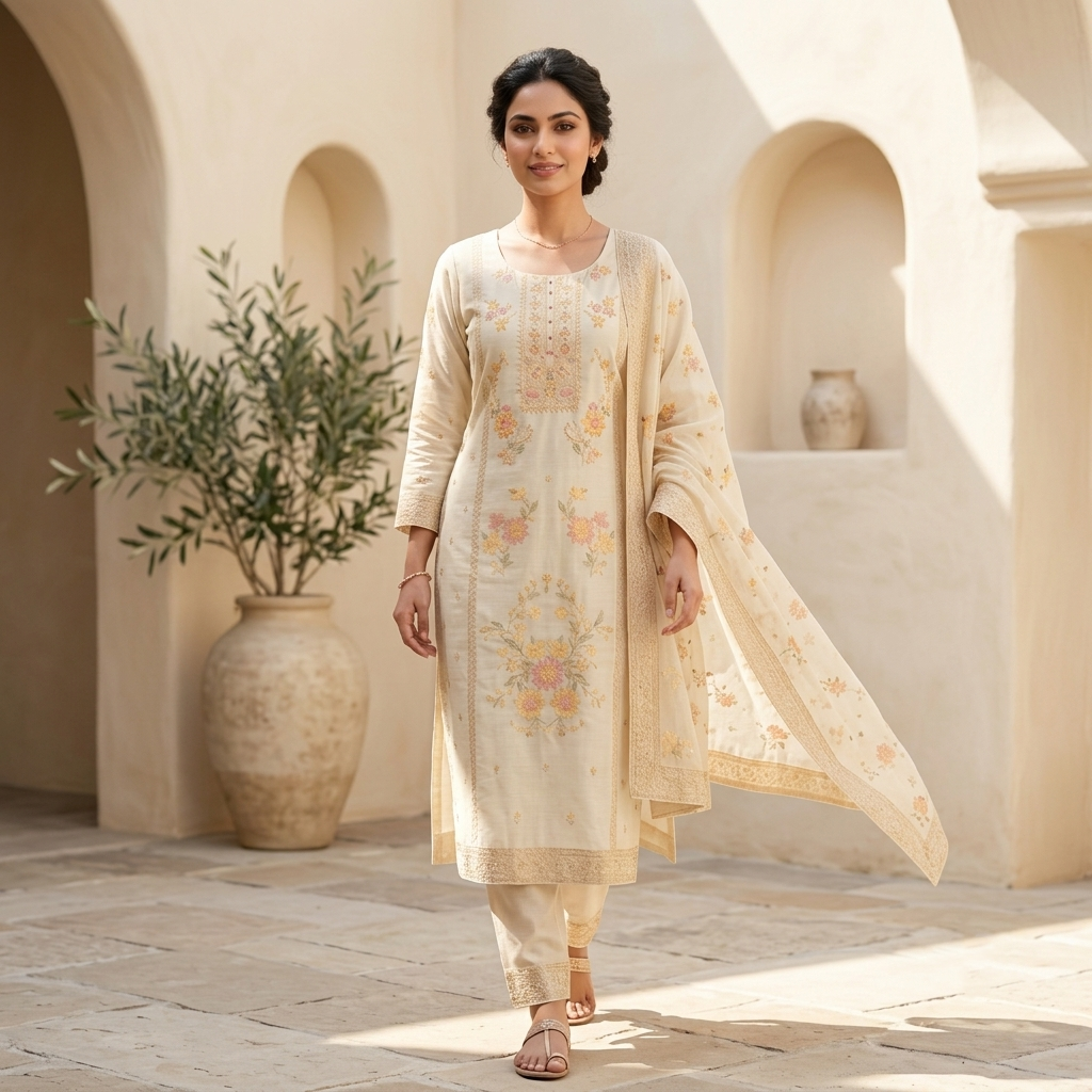 Gulbahaar Ivory 3 Pcs Suit Set