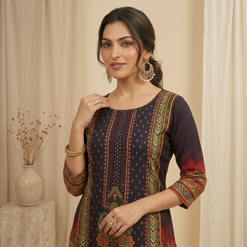 Bandhani Floral Print Kurta Set