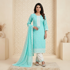 Turquoise Green 3 Pcs Suit Set
