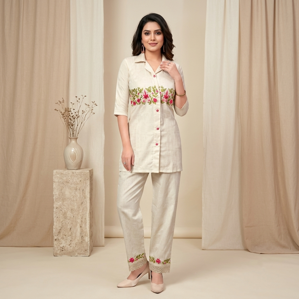 Floral Vine Embroidered Co-ord Set