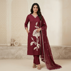 Crimson Rose 3 Pcs Suit Set