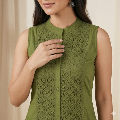 A-Line Green Kurta Palazzo Set