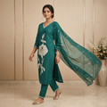 Teal Rose 3 Pcs Suit Set