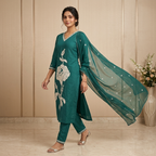 Teal Rose 3 Pcs Suit Set