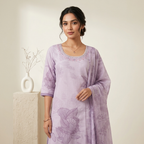 Lavender Printed 3 Pcs Suit Set