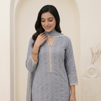Mist Grey 3 Pcs Suit Set