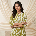 Zebra Muse Printed Green Tunic