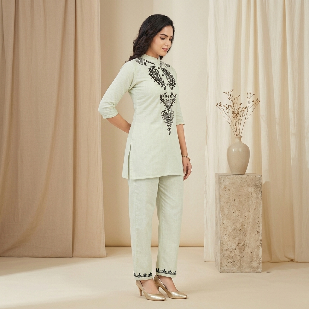 Classic Black & White Kurti Set