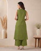 A-Line Green Kurta Palazzo Set