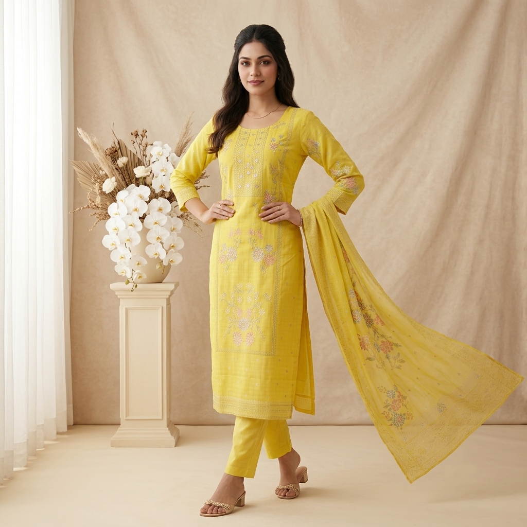 Radiant Yellow 3 Pcs Suit Set