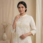 White Embroidered Kurti Palazzo Set