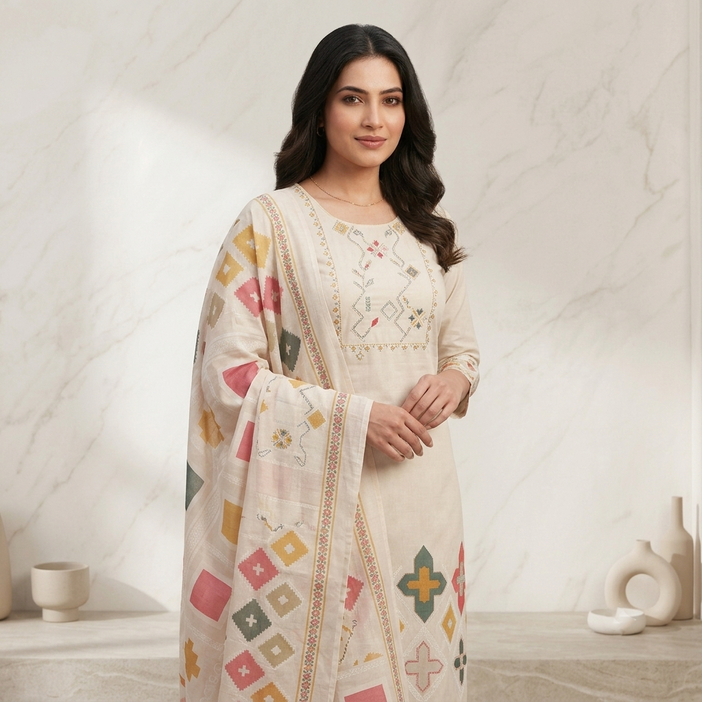Pastel Mosaic 3 Pcs Suit Set