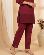 Maroon Lace Co-Ord Set