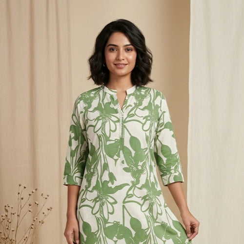 Bloomline Printed Green Tunic