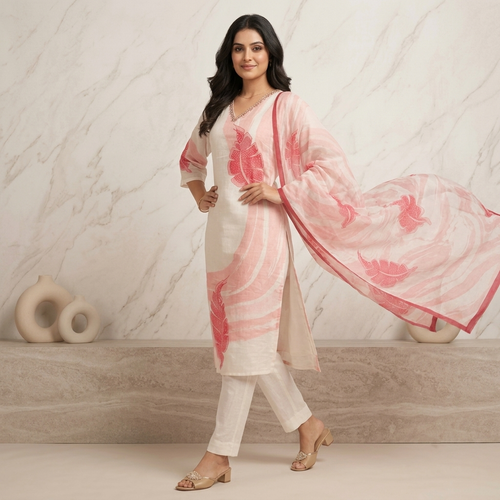 Floral Blush Pink 3 Pcs Suit Set