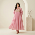 Blush Pink Embroidered Anarkali 3 Pcs Suit Set