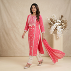 Coral Pink 3 Pcs Suit Set