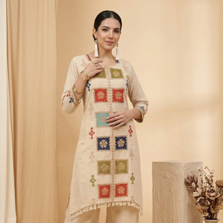 Multicolor Motif Embroidered Co-ord Set