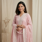 Pink Pastel Embroidered 3 Pcs Suit Set