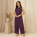 A-Line Wine Kurta Palazzo Set