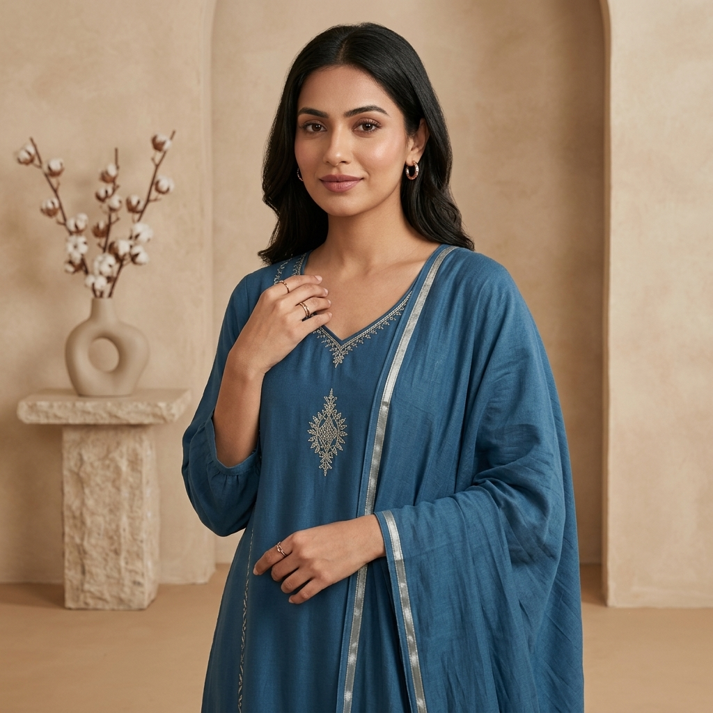 Royal Indigo 3 Pcs Suit Set