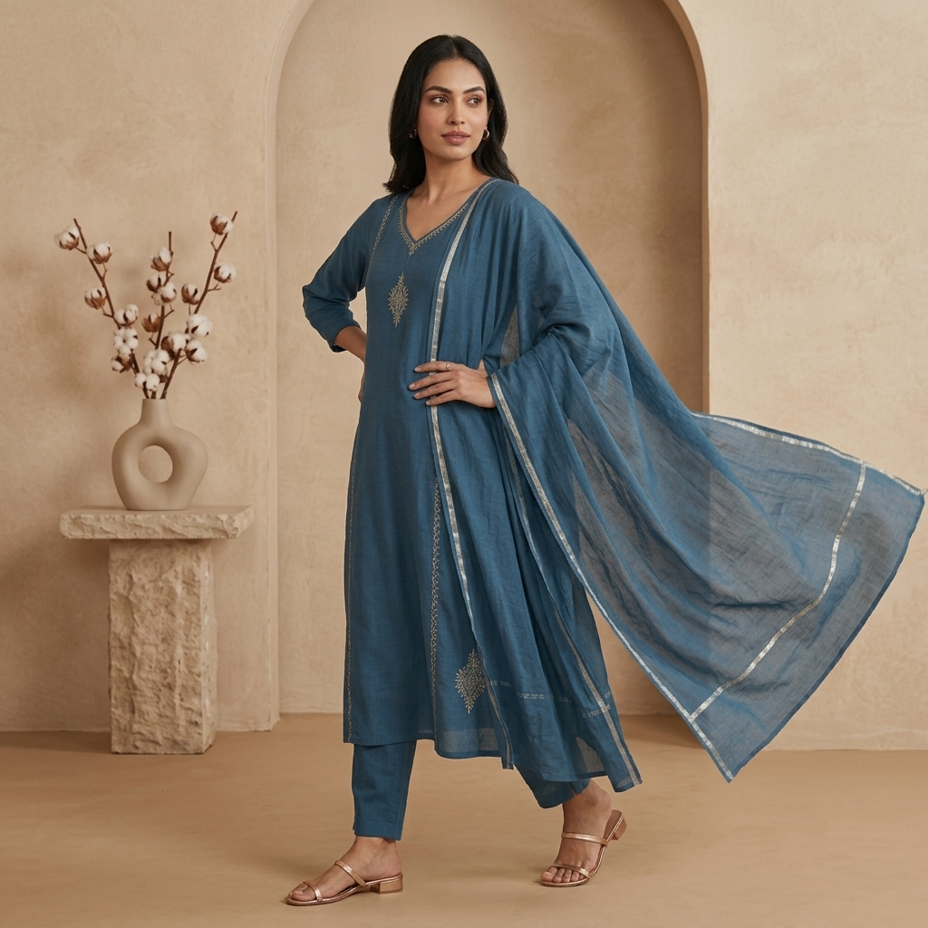 Royal Indigo 3 Pcs Suit Set